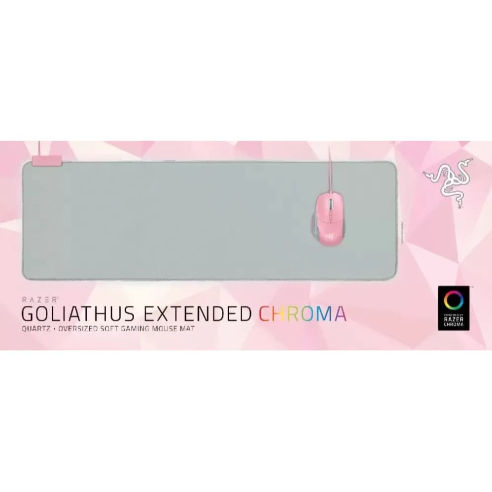 Razer Goliathus Extended Chroma Gaming Mouse Pad: Customizable Chroma RGB Lighting - Soft, Cloth Material - Balanced Control & Speed - Non-Slip Rubber Base - Quartz Pink