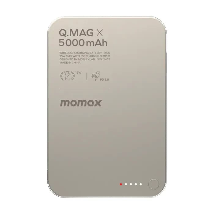 MOMAX - Q.Mag X 5000mAh Wireless battery pack Natural Titanium-IP116E