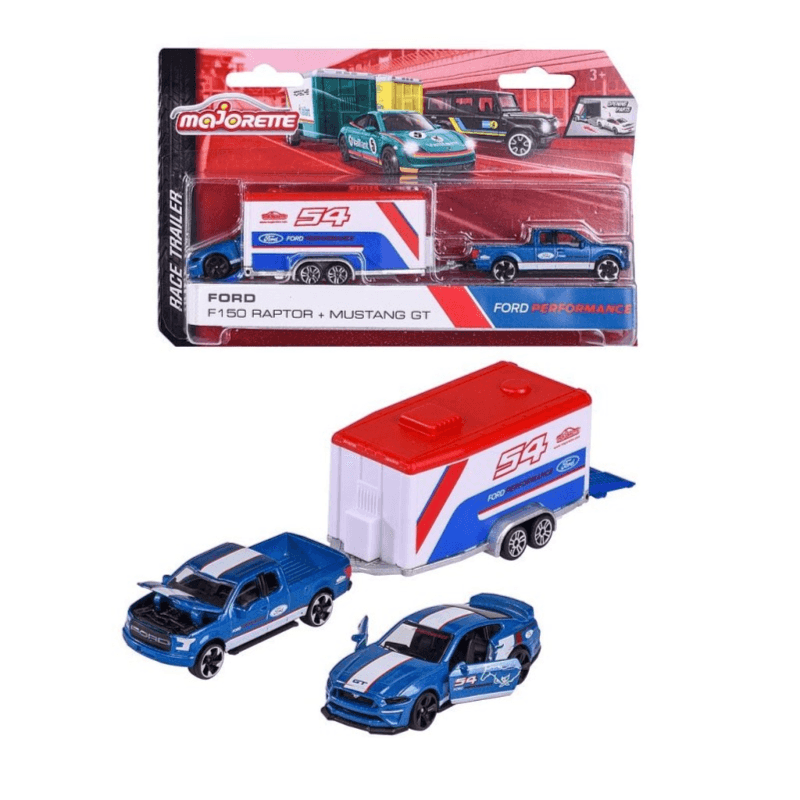 Majorette Die-Cast Racing Car + Trailer - Assortment