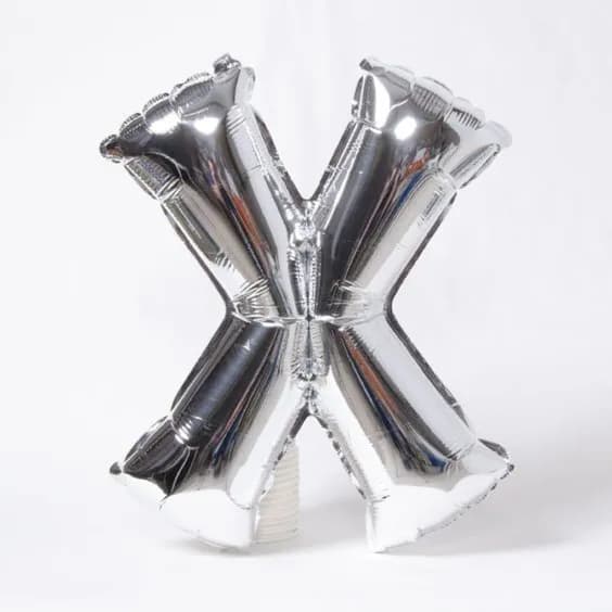 40 Inch Silver Letter X Balloon With Helium