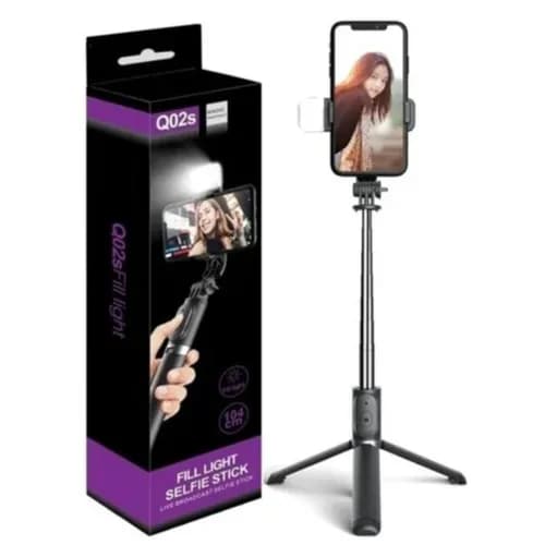 Q02S Fill Light Bluetooth Selfie Stick with Tripod Multi-Function Wireless Control Selfie Rod