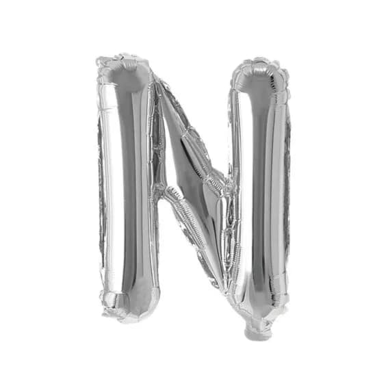 40 Inch Silver Letter N Balloon With Helium