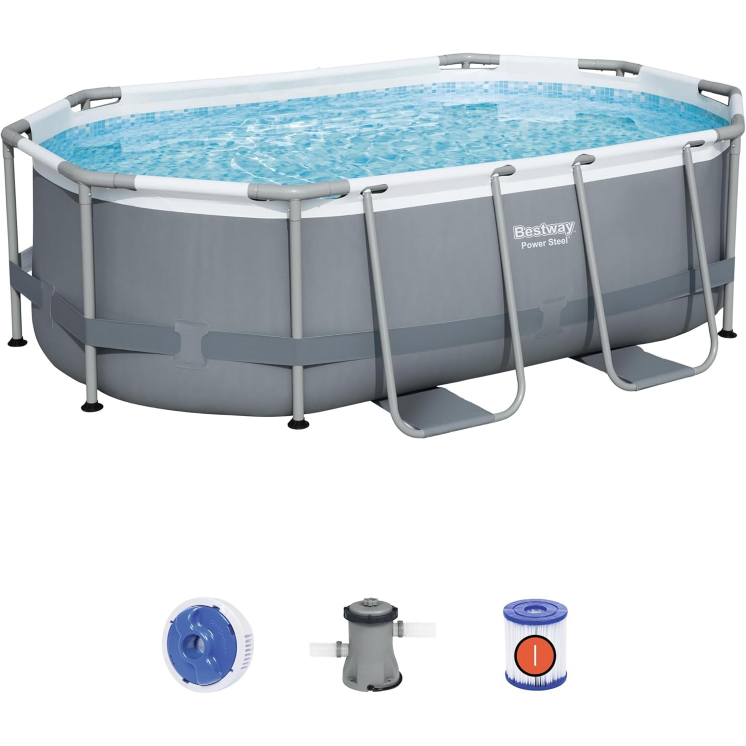 Bestway Power Steel Oval Pool Set 3.05m x 2.00m x 84cm - POLT155