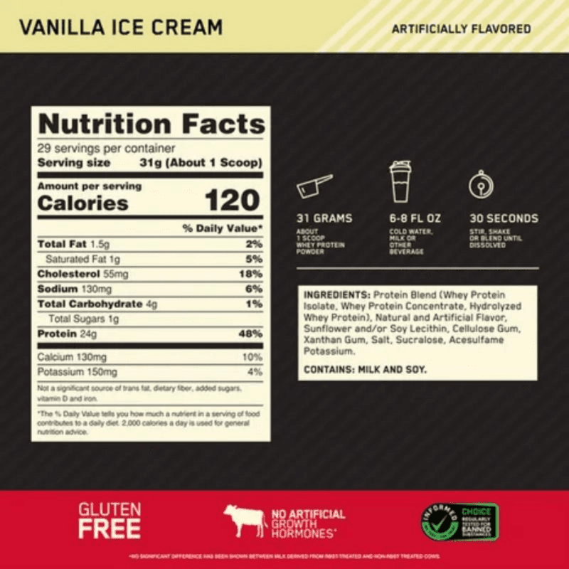 On Gold Standard 100% Whey Vanila Ice Cream -1.98 Lbs
