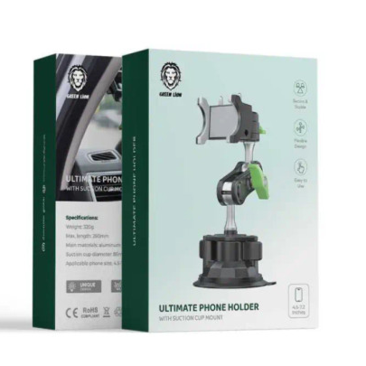 Green Lion Ultimate Phone Holder with Suction Cup Mount-Black