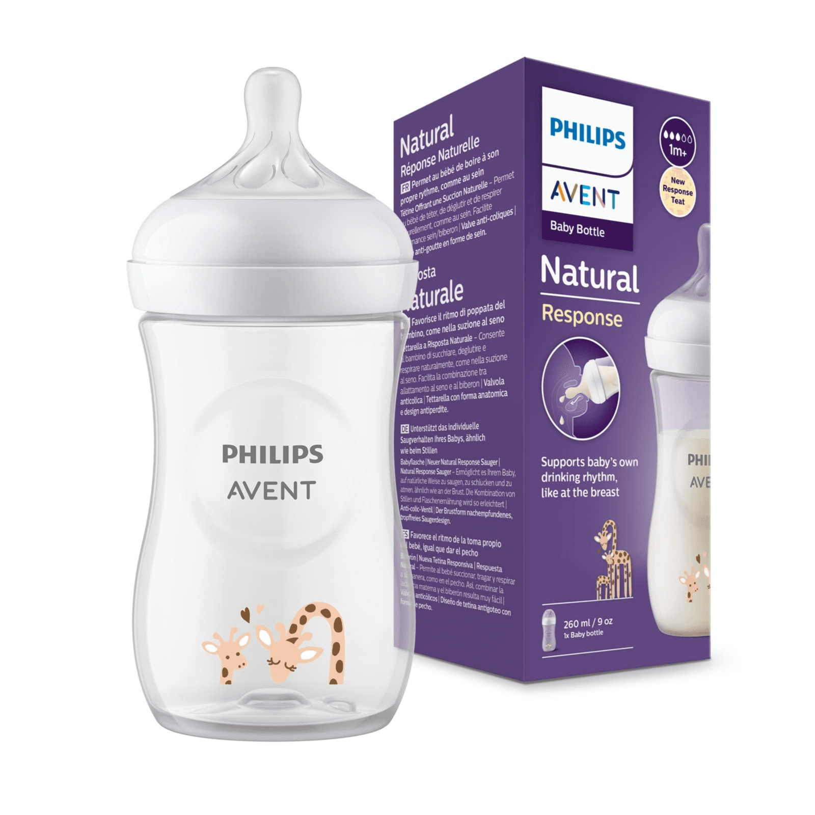 PHILIPS AVENT BABY BOTTLE NATURAL RESPONSE 260ML 9OZ GIRAFFE