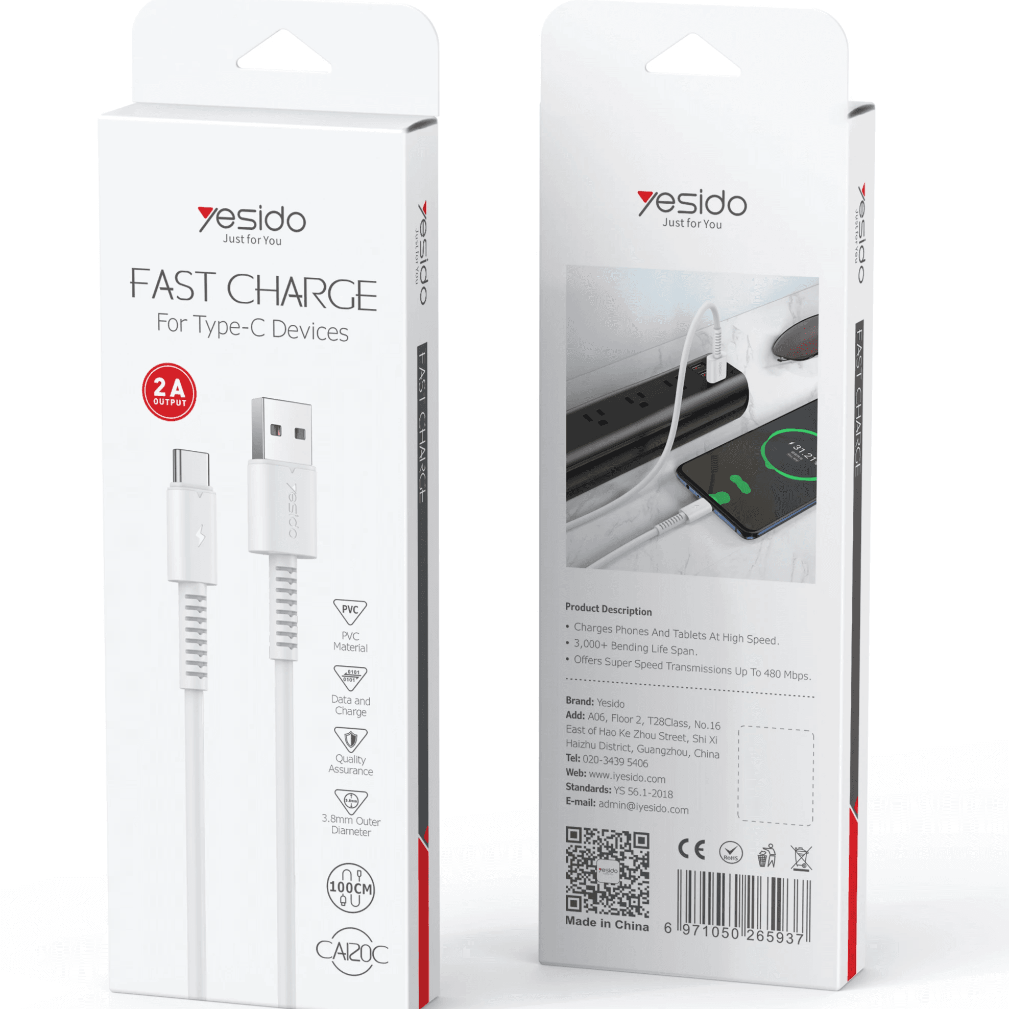 Yesido Fast Charge Type C Cable 1Mtr