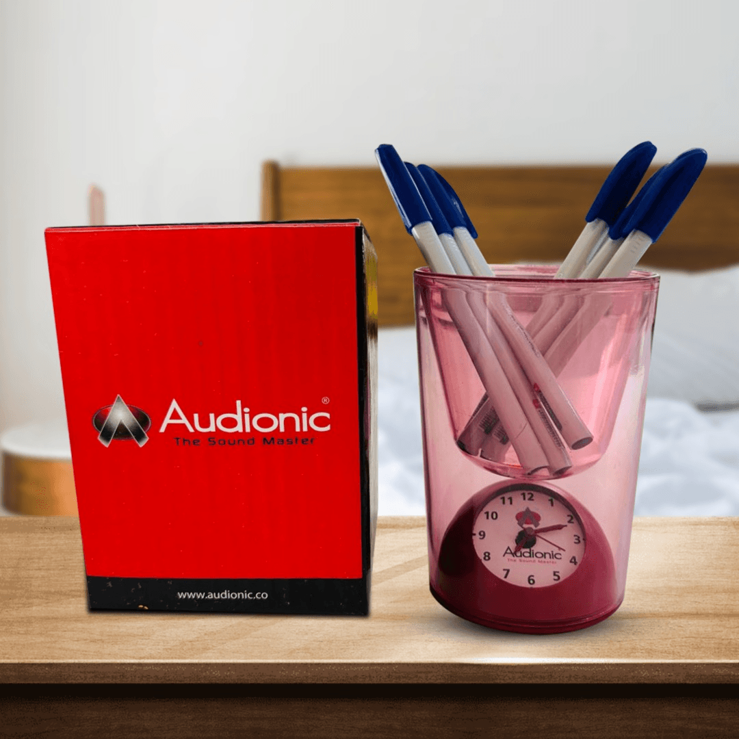 Audionic Pen Holder with Clock Red
