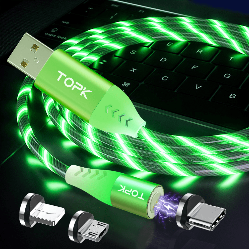 3in 1LED Luminous Fashion Fast Charging Multipel Heads(green)