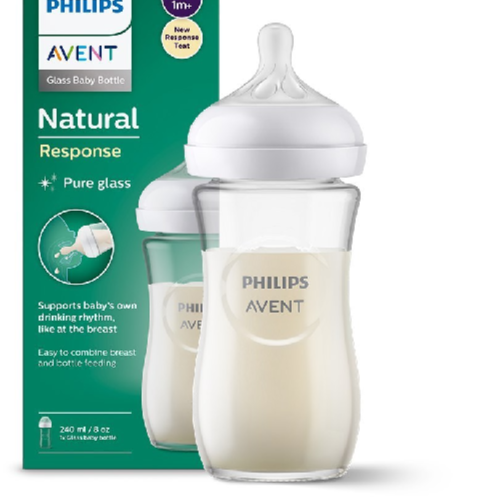 Philips Avent Natural Response Pure Glass Baby Bottle 1m+ 240ml