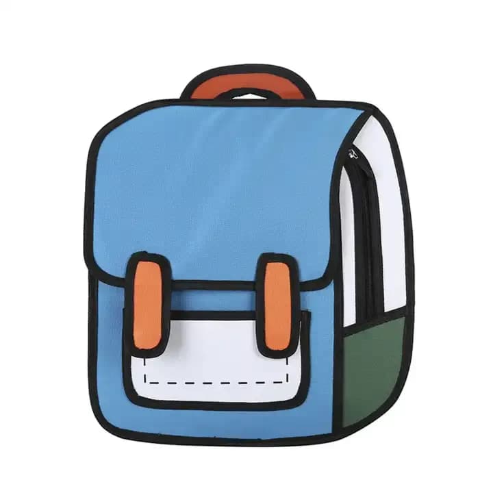 Backpack Middle School Bag 2D (Blue)