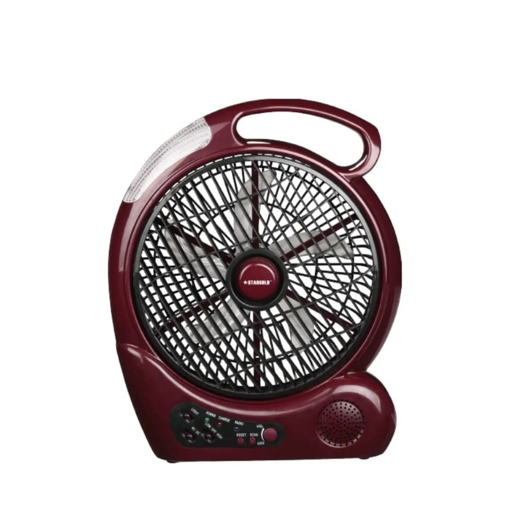 STARGOLD Portable 10 Inch RADIO Rechargeable Fan10hrs Working Capacity, SG-4067 MARRON