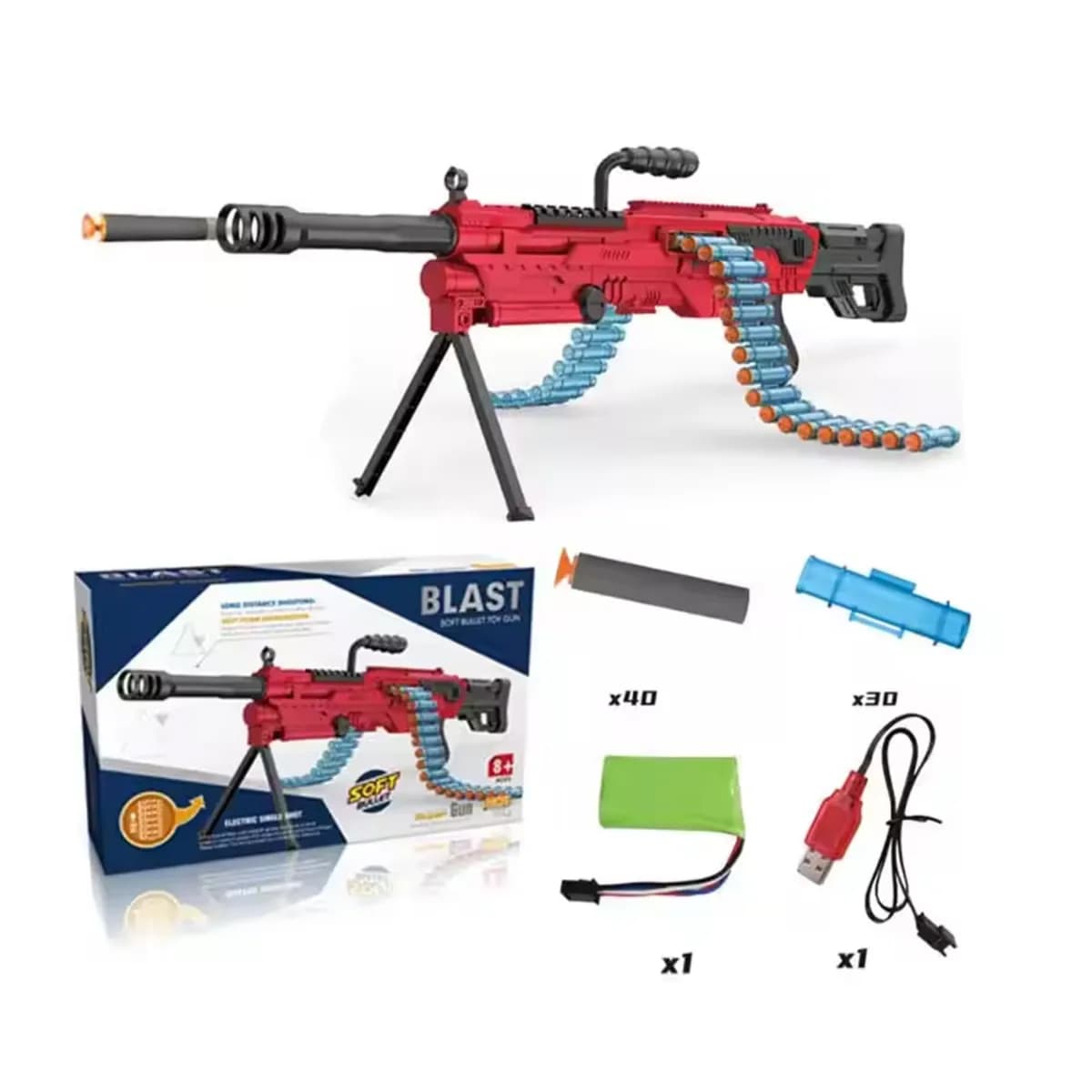 9946 Auto Motorized Blaster Gun With 30 Pcs Dart And Telescopic Sight Electric Foam Bullets Shooting Gun Toys For Kids