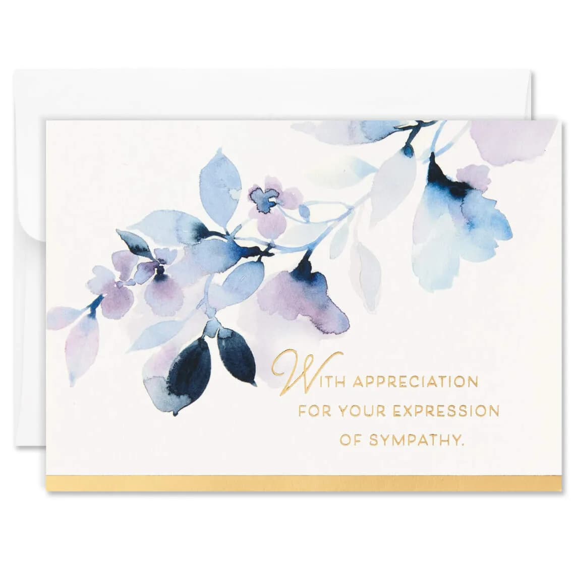 Watercolor Floral Assorted Sympathy Thank You Note Cards, Box of 50