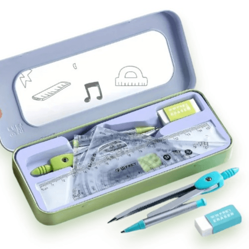 7 Pieces/box Ruler Set Compass Triangle Ruler School (Green)