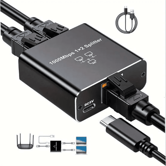 Internet Splitter Adapter 1 To 2 1000Mbps (RJ45)