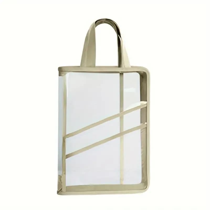 Transparent PVC File Organizer Bag with 180-Degree (Apricot)