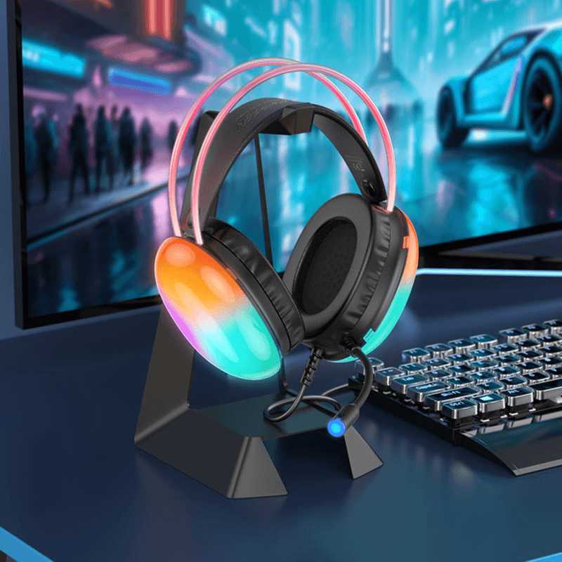 سماعة الألعاب RGB الملونة المضيئة - هوكو W109 بلاس