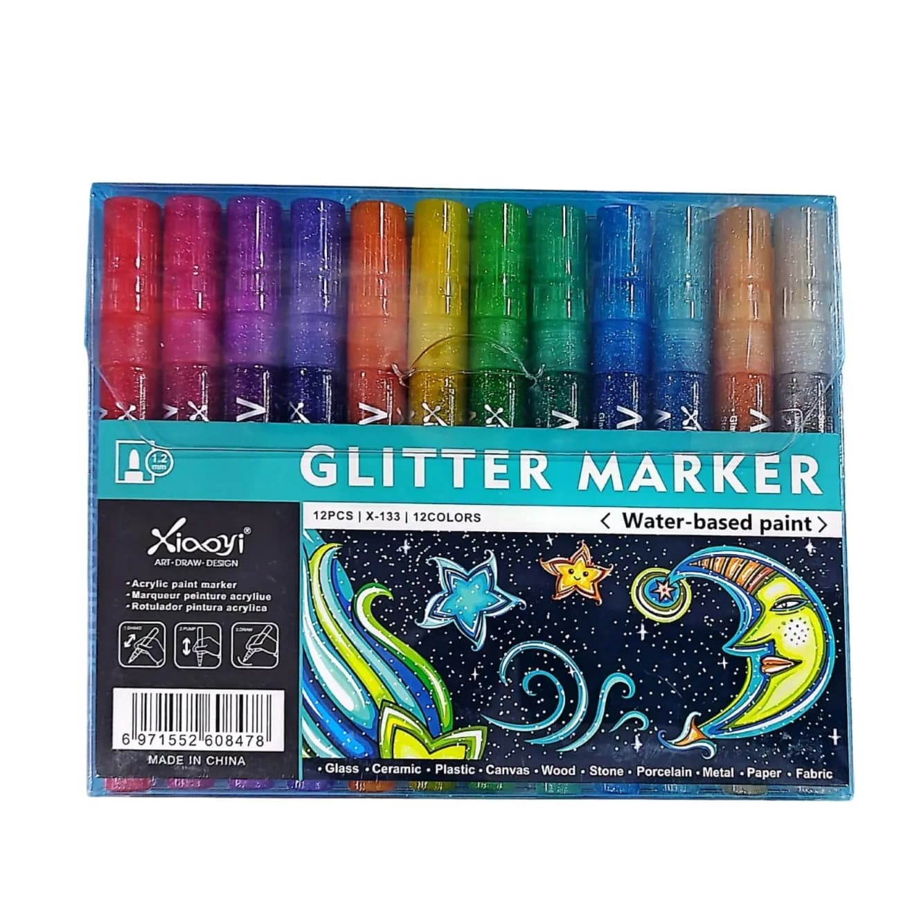 Glitter Marker 12 Pcs Colors 