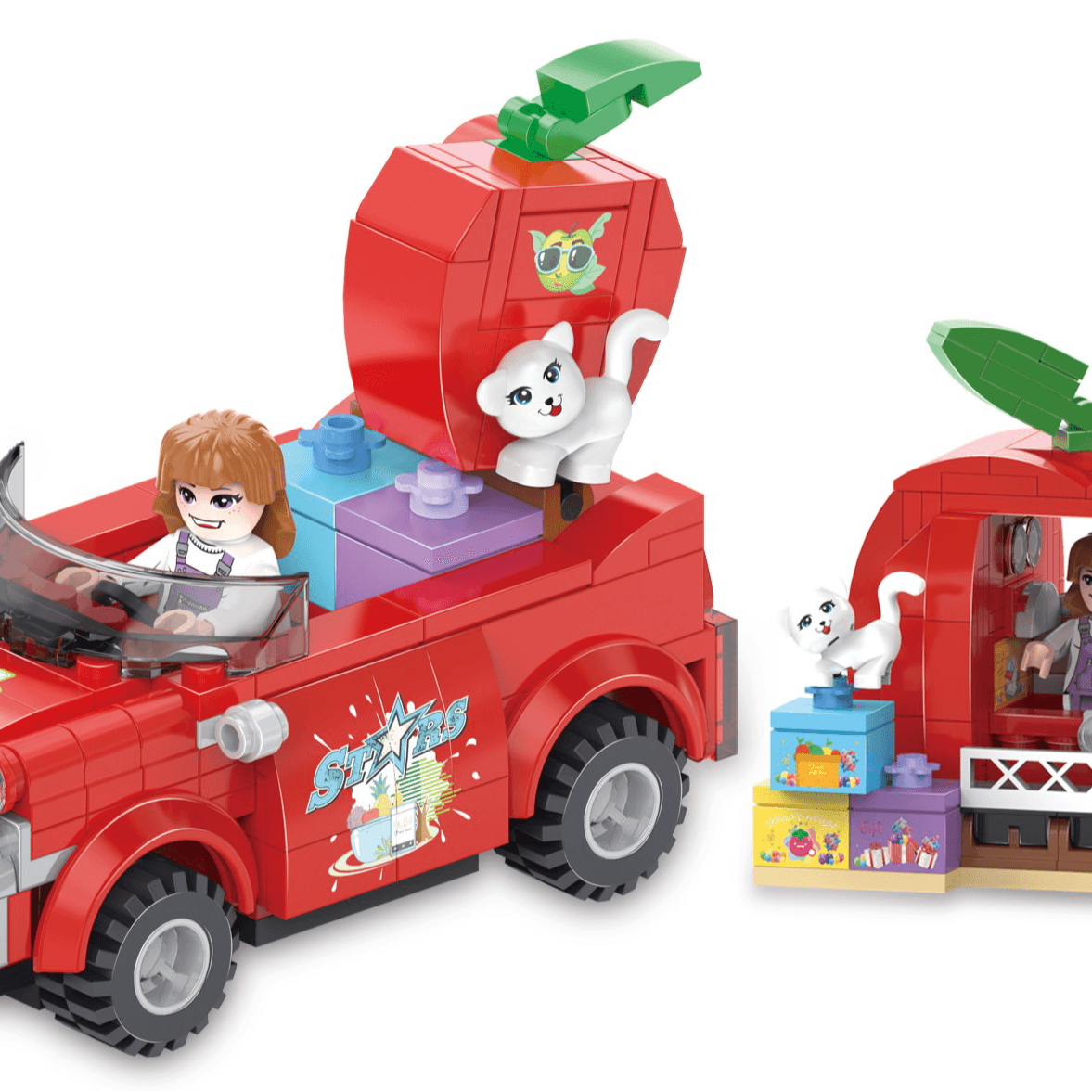 Apple Car (Fruit Street Series) / 2 Different Form In 1 / Pull-back Vehicle