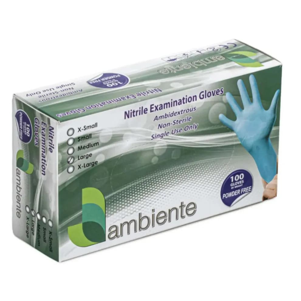 Nitrile Examination Gloves( Large )ambiente 100 Gloves Powder Free