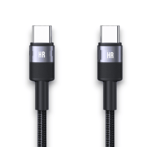 HR - 66W TYPE-C TO TYPE-C Confidant Anti-break Cable (HR-610) Black