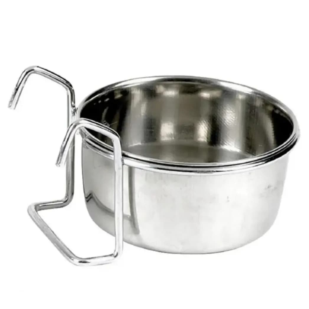 stainless steel feed & water bowl with hanging clip