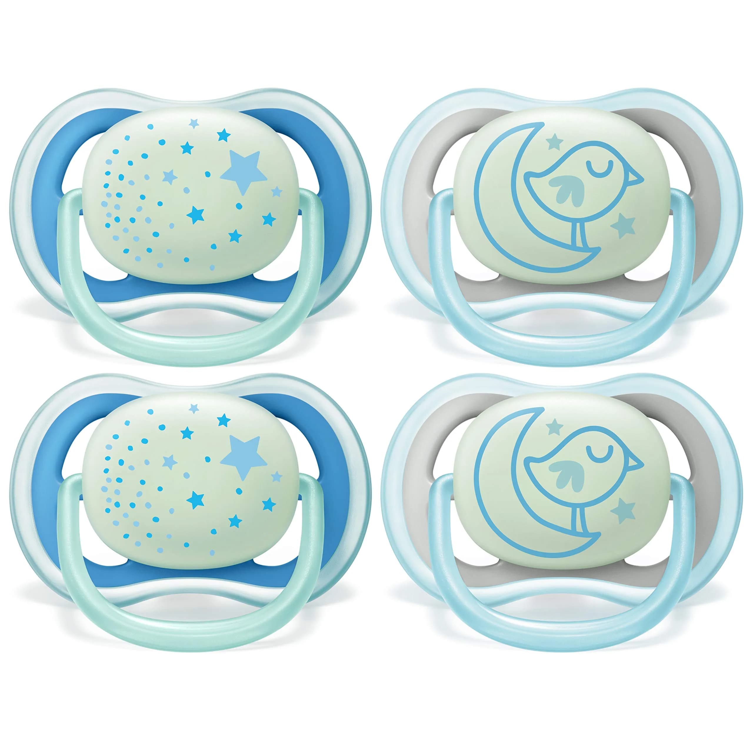 Philips Avent Ultra Air Nighttime Pacifier, 0-6 Months, Blue, 2 Pack