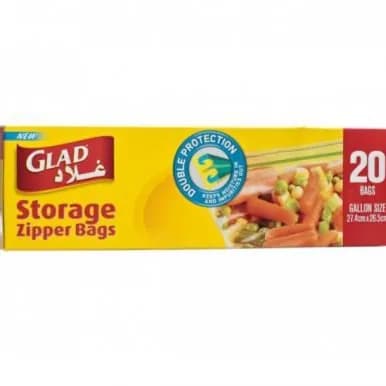 Glad Zipper Storage Bags 20bags Medium Size 27.4x 26.5cm