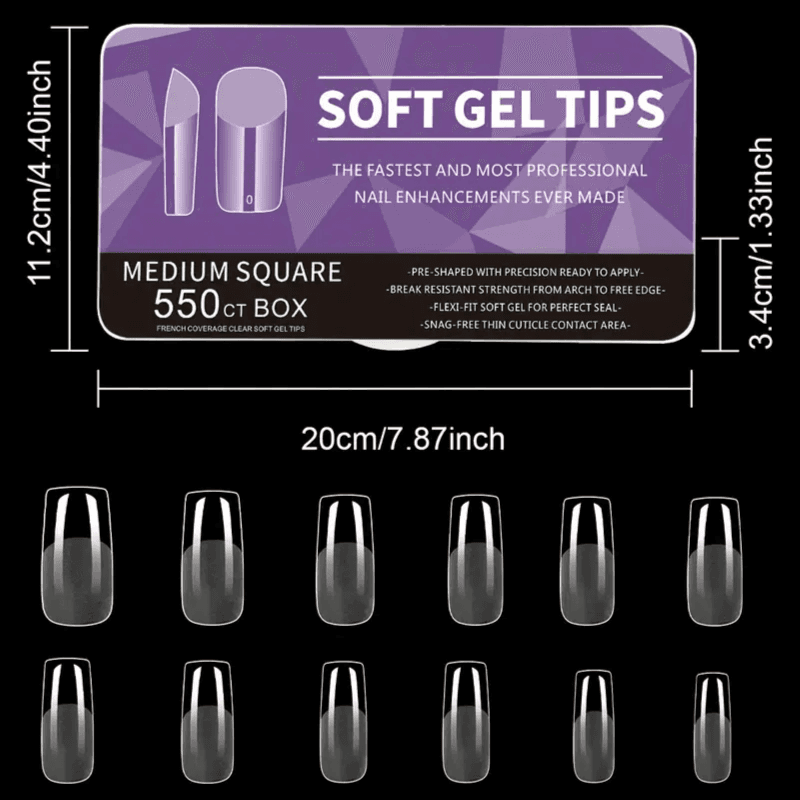 SOFT GEL TIPS MEDIUM SQUARE