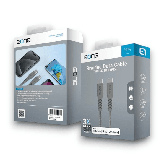 EONE - Braided Data Cable PDTYPE-C TO TYPE-C (E1203038) white