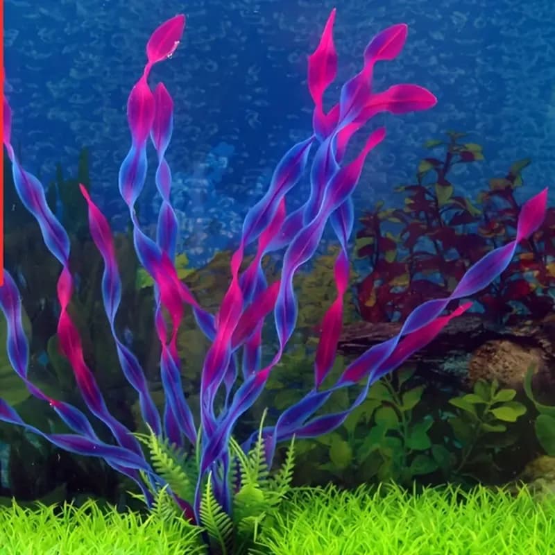 Long Plastic Grass Aquarium Décor - Purple