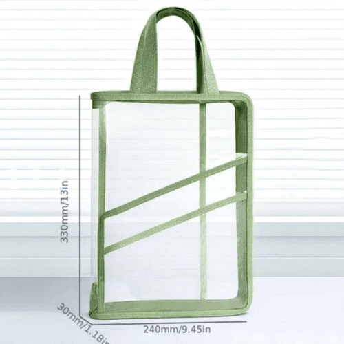 Transparent PVC File Organizer Bag with 180-Degree (Apricot)
