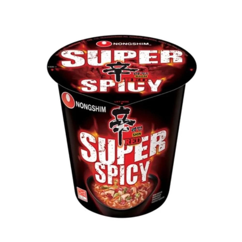 Nongshim Shin Red Super Spicy Ramyun Noodles Soup Cup, 68g