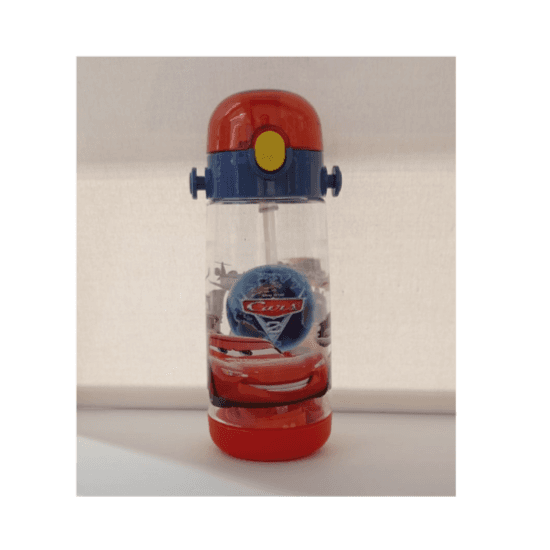 CARS WATER BOTTLE W/STRAW 450ML WB-36
