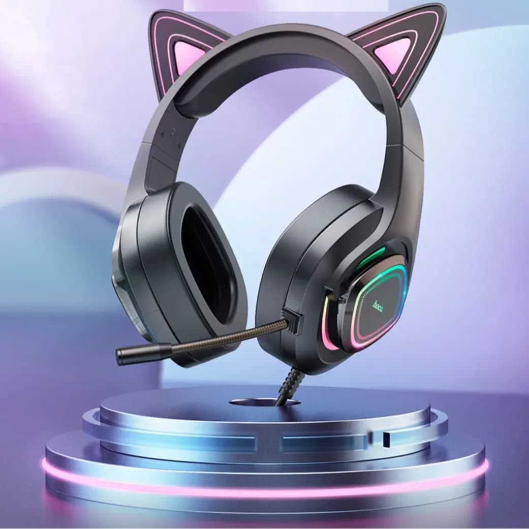 Cat Ear Gaming Headset - Hoco W107 (LED Colorful Light)