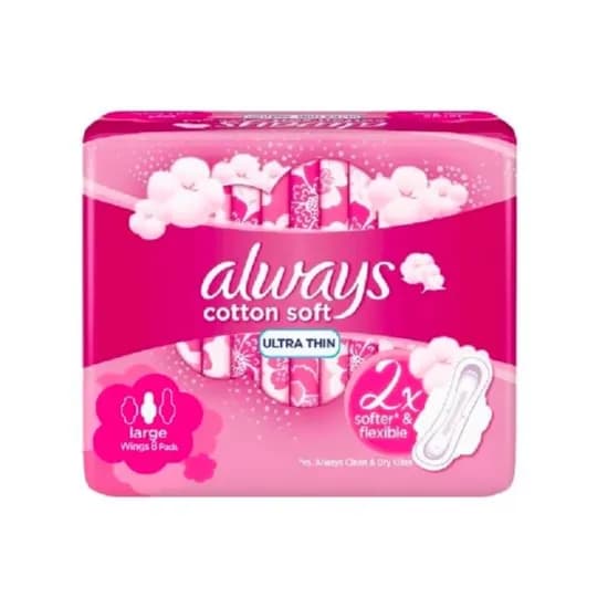 ALWAYS COTTON SOFT ULTRA THIN LARGE WINGS SANITARY PADS 8'S - CLEO (PG748) PCP