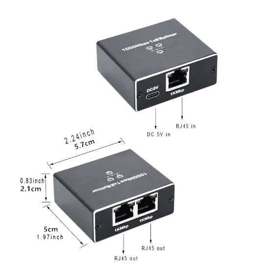 Internet Splitter Adapter 1 To 2 1000Mbps (RJ45)
