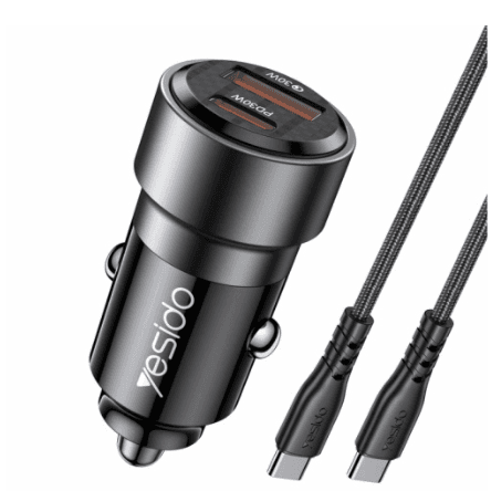 Yesido Super Fast 60W Car Charger With Type C Cable