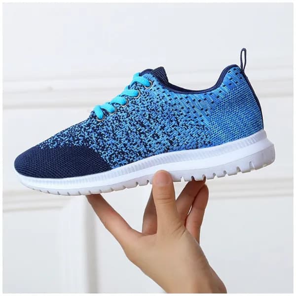 Fashion Breathable Walking Flat Sneakers Eu 38 For Women - Blue(Ja140)