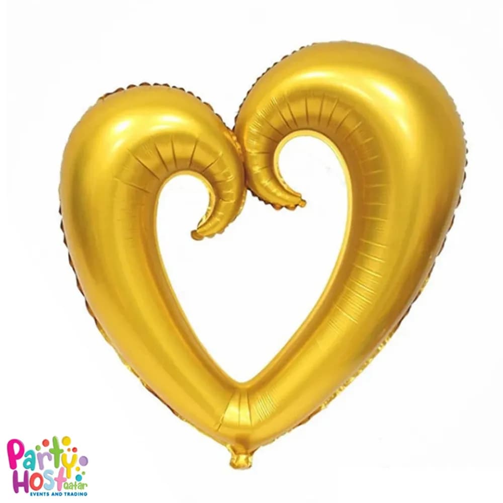 Hollow Heart Gold Foil Helium Filled Balloon (100cm)