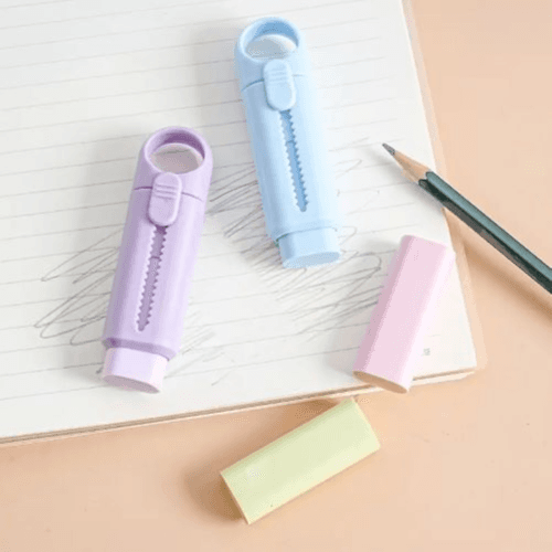 4pcs/pack Push-pull Erasers Retractable Eraser (Purple)