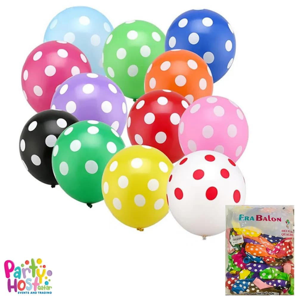 Mix Color Dotted Balloon 12Inch (100Pcs Per Pack)