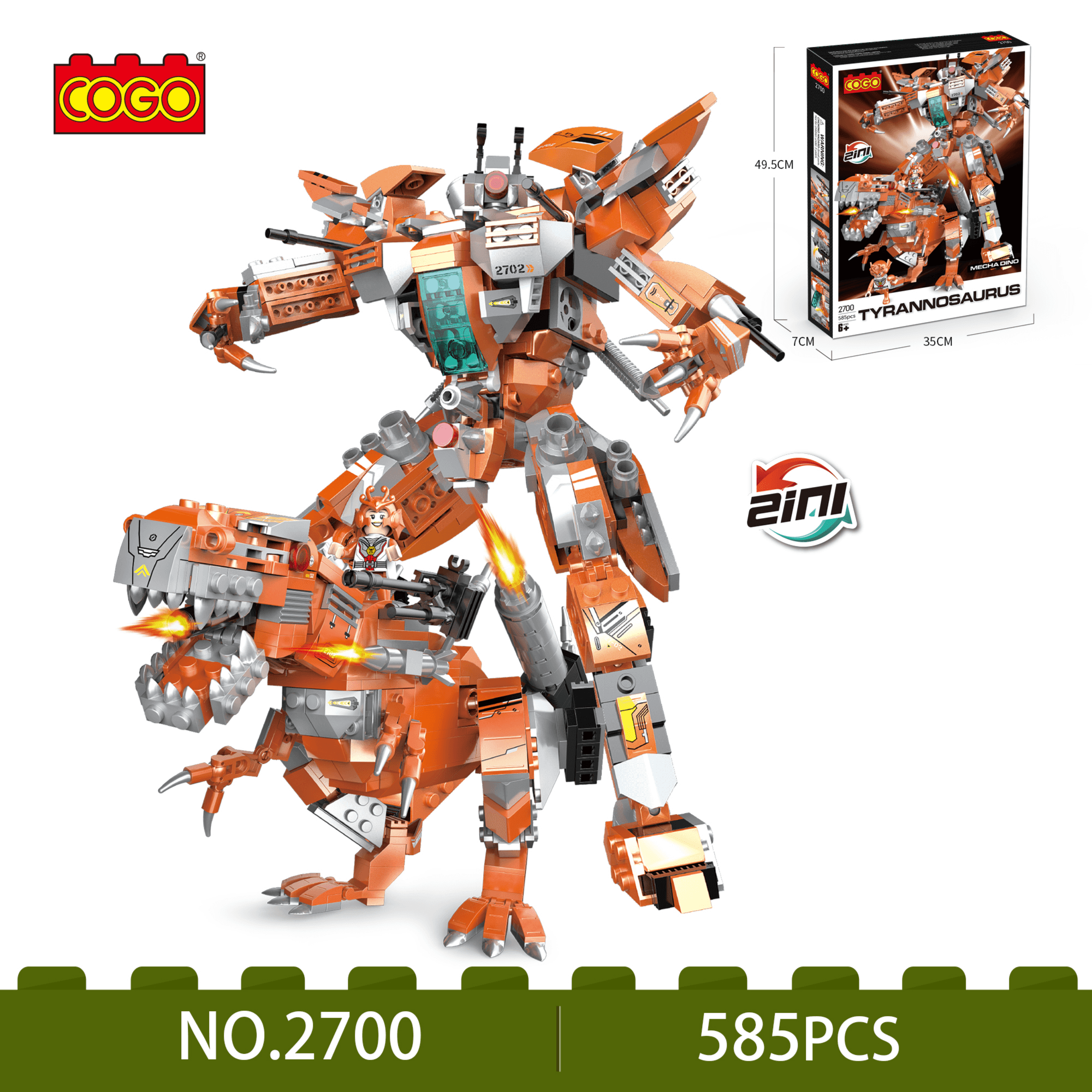 Mecha Dino (Tyrannosaurus) 2 In 1