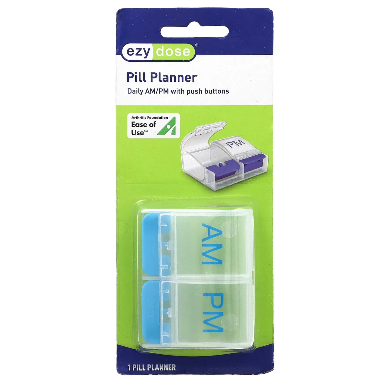 Ezy Dose Pill Planner Daily Am/Pm With Push Buttons