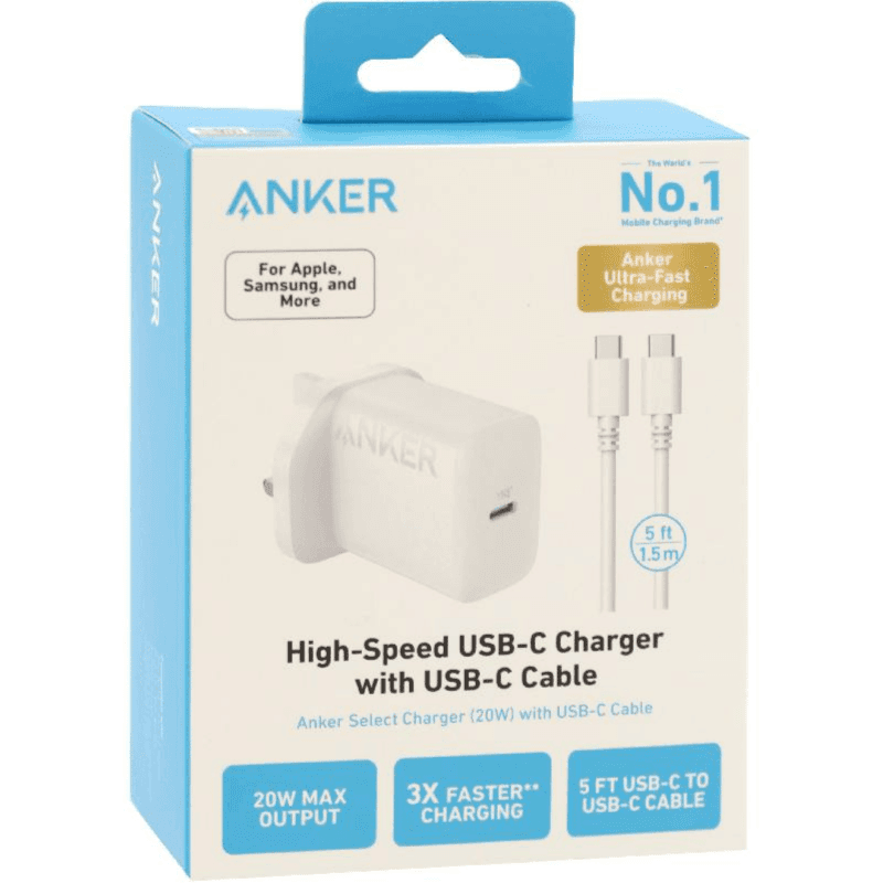 ANKER HIGH SPEED 20W ADAPTER WITH C TO C CABLE