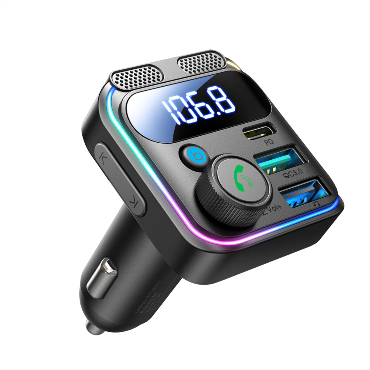 JOYROOM JR-CCB01 Dual Microphone Bluetooth Hands-free Call Music Player 48W Car Fast Charger FM Transmitter