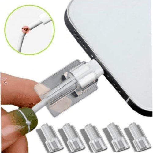5pcs Cable Protector Sleeves for iPhone, Samsung, Xiaomi - Transparent