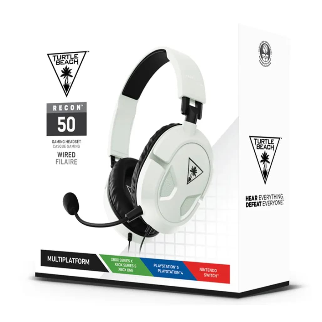 Turtle Beach Recon 50 White/Black Gaming Headset for Xbox Series X|S, Xbox One, Nintendo Switch, PS5, PS4, PC & Mobile with 3.5mm Connection