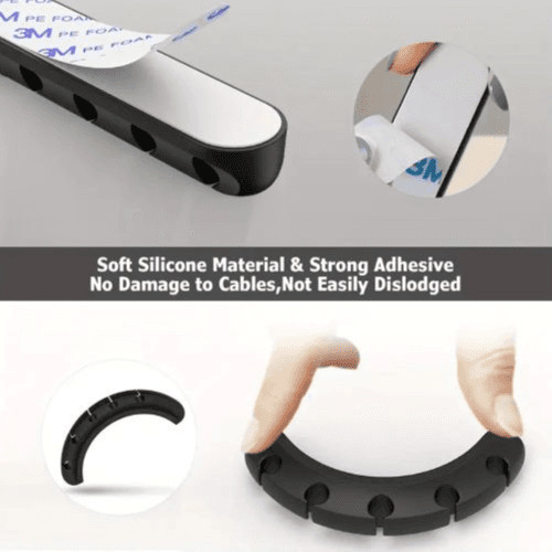 UMUST - 7 Slots Silicone Cable Holder Clips Organize (Black)